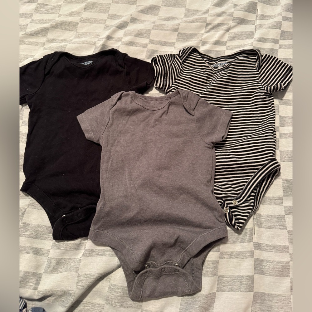 Old Navy Black, Gray, and Striped Kids Bodysuits